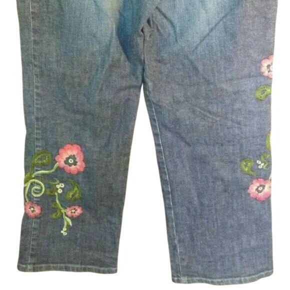 J Jill Jeans Womens Size 2 Floral Embroidered Cropped - Picture 8 of 8